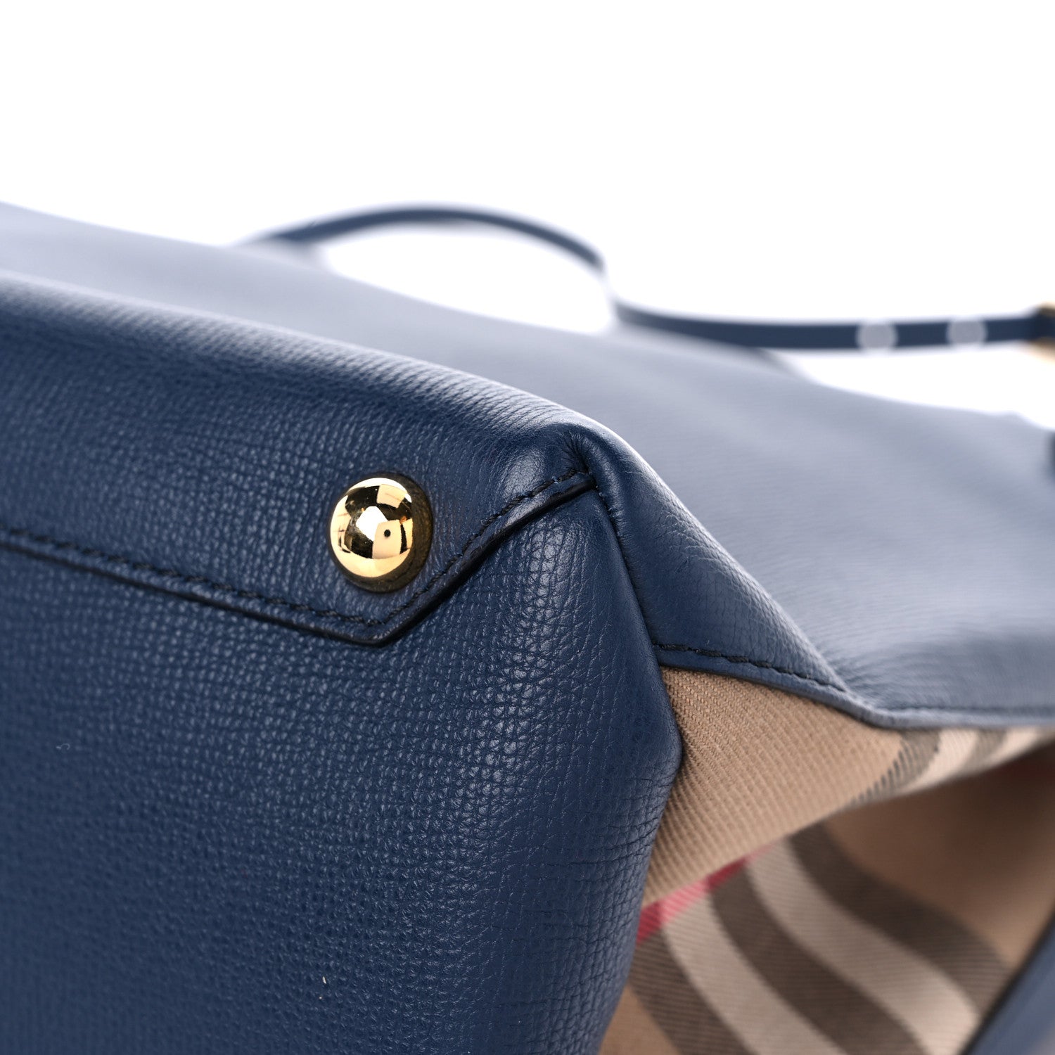 Burberry Derby Calfskin House Check Medium Banner Tote Ink Blue 9 of 15