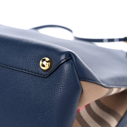 Burberry Derby Calfskin House Check Medium Banner Tote Ink Blue 9 of 15