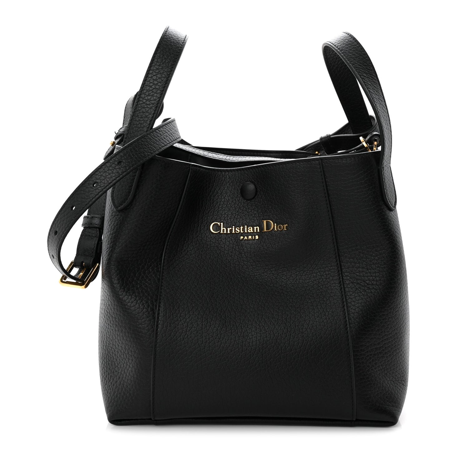 Calfskin Medium Signature Bucket Bag Black