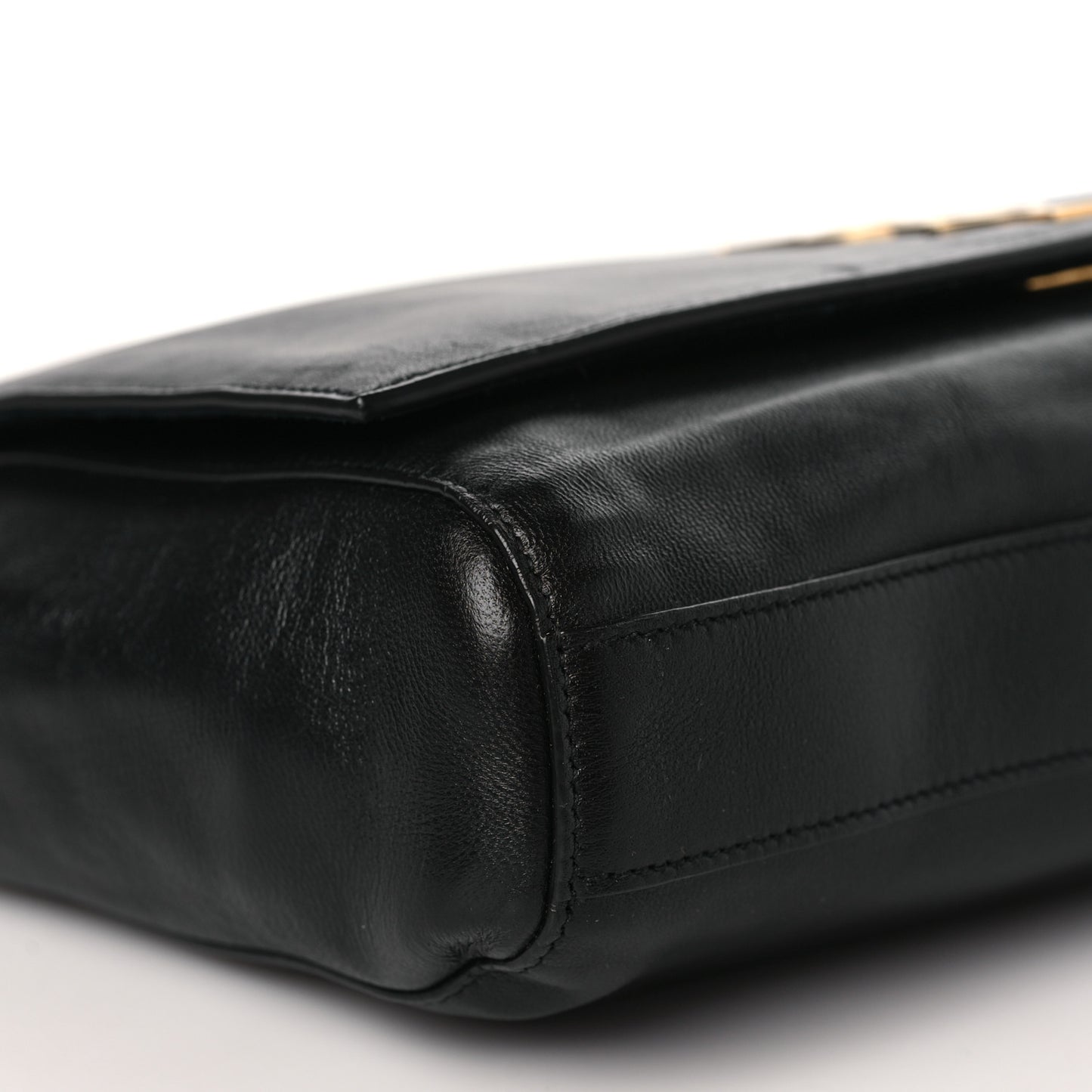 Smooth Calfskin Suede Medium Reversible Monogram Kate Satchel Black