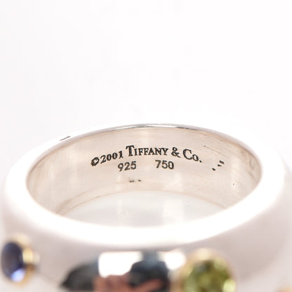 Tiffany Sterling Silver 18K Yellow Gold Sapphire Tourmaline Peridot Etoile Ring 6 4 of 4
