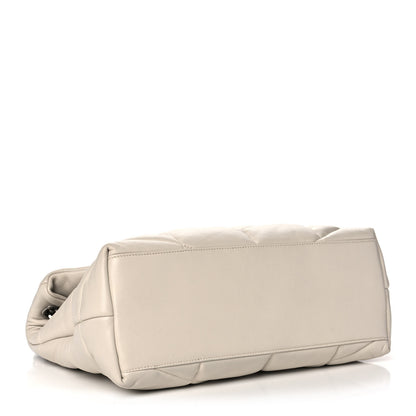 Saint Laurent Lambskin Quilted Medium Loulou Puffer Monogram Chain Satchel Crema Soft 4 of 11