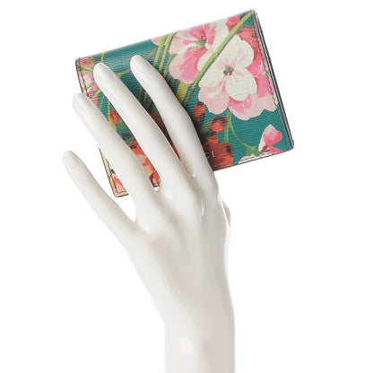 Gucci Shangai Calfskin Blooms Print Card Case Wallet Clear Bright Emerald Multicolor 2 of 7