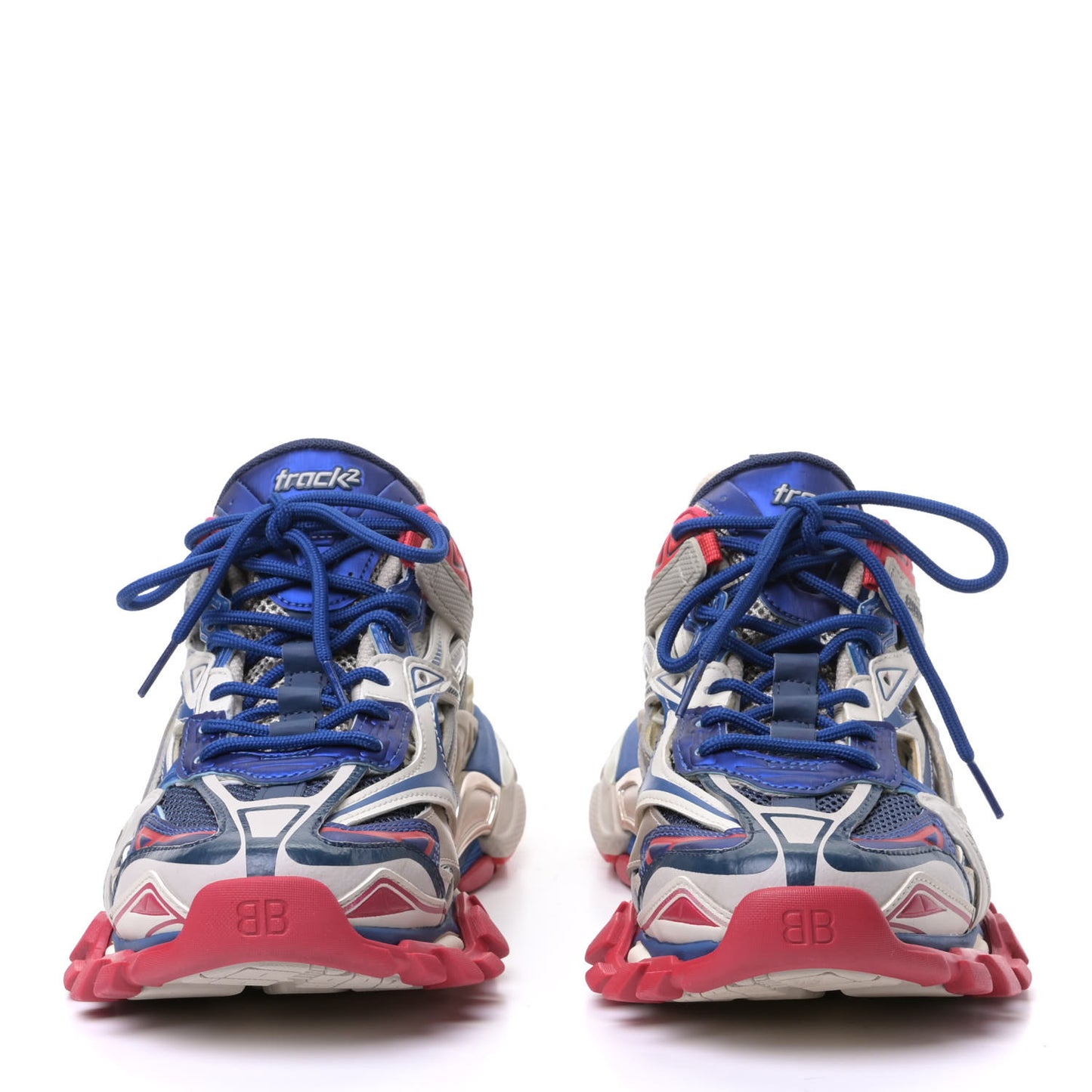 Rubber Mesh Bi-Color Mens Track.2 Open Sneakers 42 Beige Blue Red
