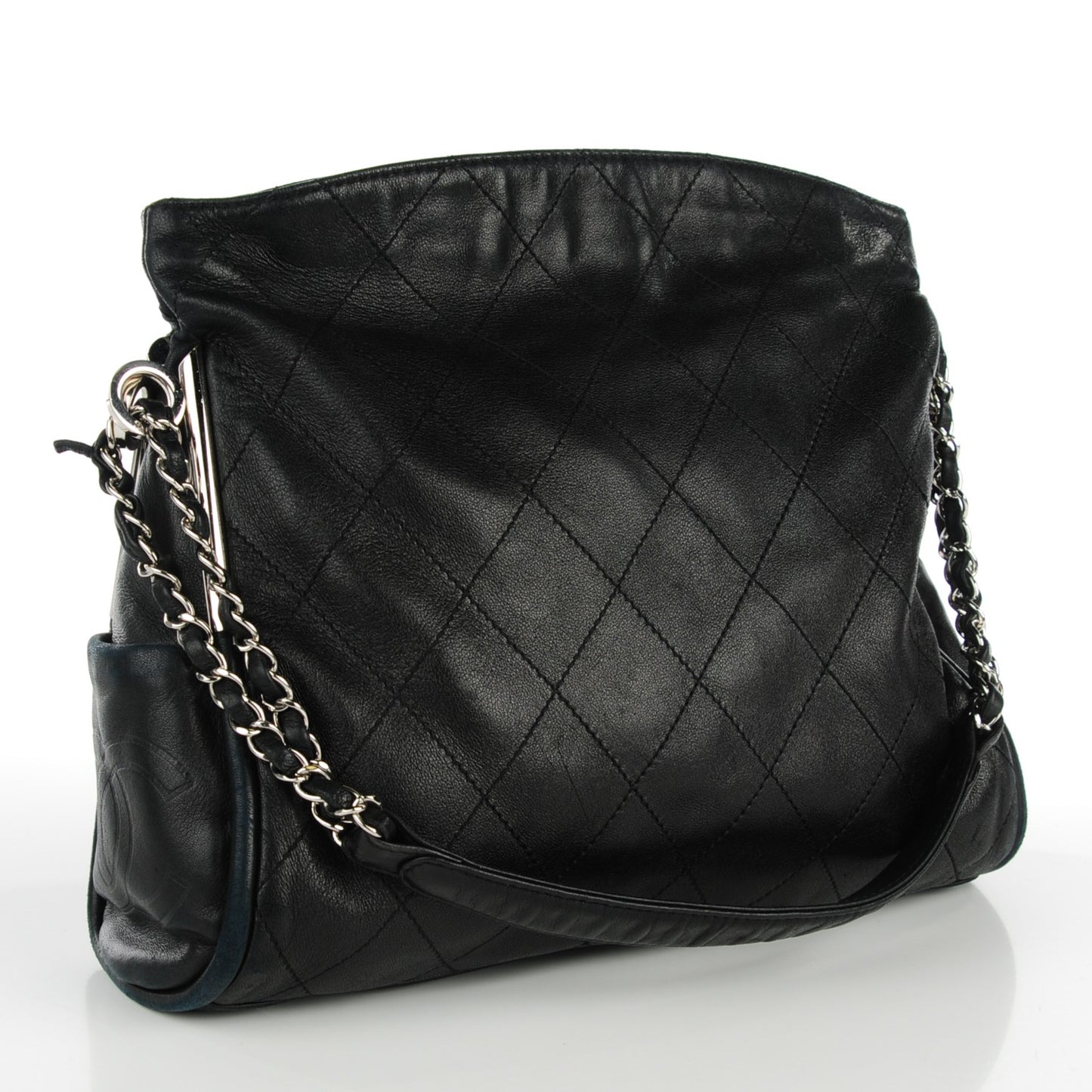 Lambskin Stitched Medium Ultimate Soft Tote Black