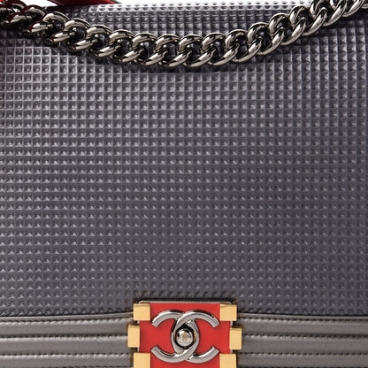 Chanel Lambskin Embossed New Medium Boy Cube Flap Grey 8 of 8