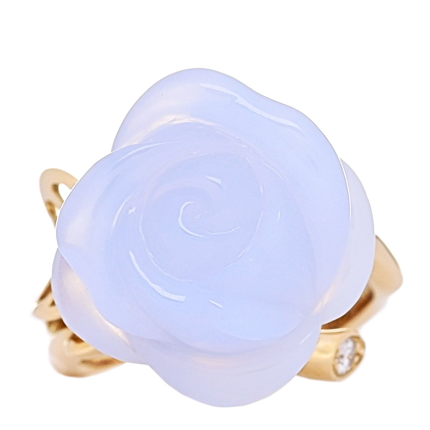 18K Yellow Gold Diamond Chalcedony Rose Dior Pre Catelan Ring 49 4.75