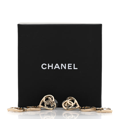 Chanel Metal CC Triple Heart Coco In Love Drop Earrings Gold 5 of 5