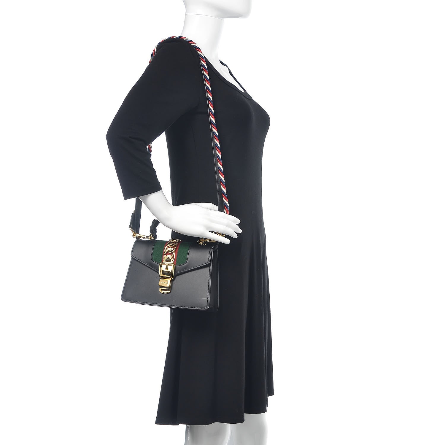 Gucci Calfskin Mini Sylvie Top Handle Bag Black 2 of 12