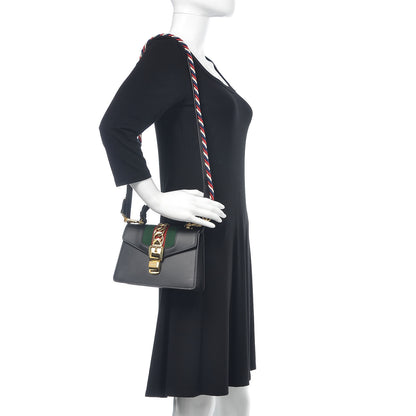 Gucci Calfskin Mini Sylvie Top Handle Bag Black 2 of 12