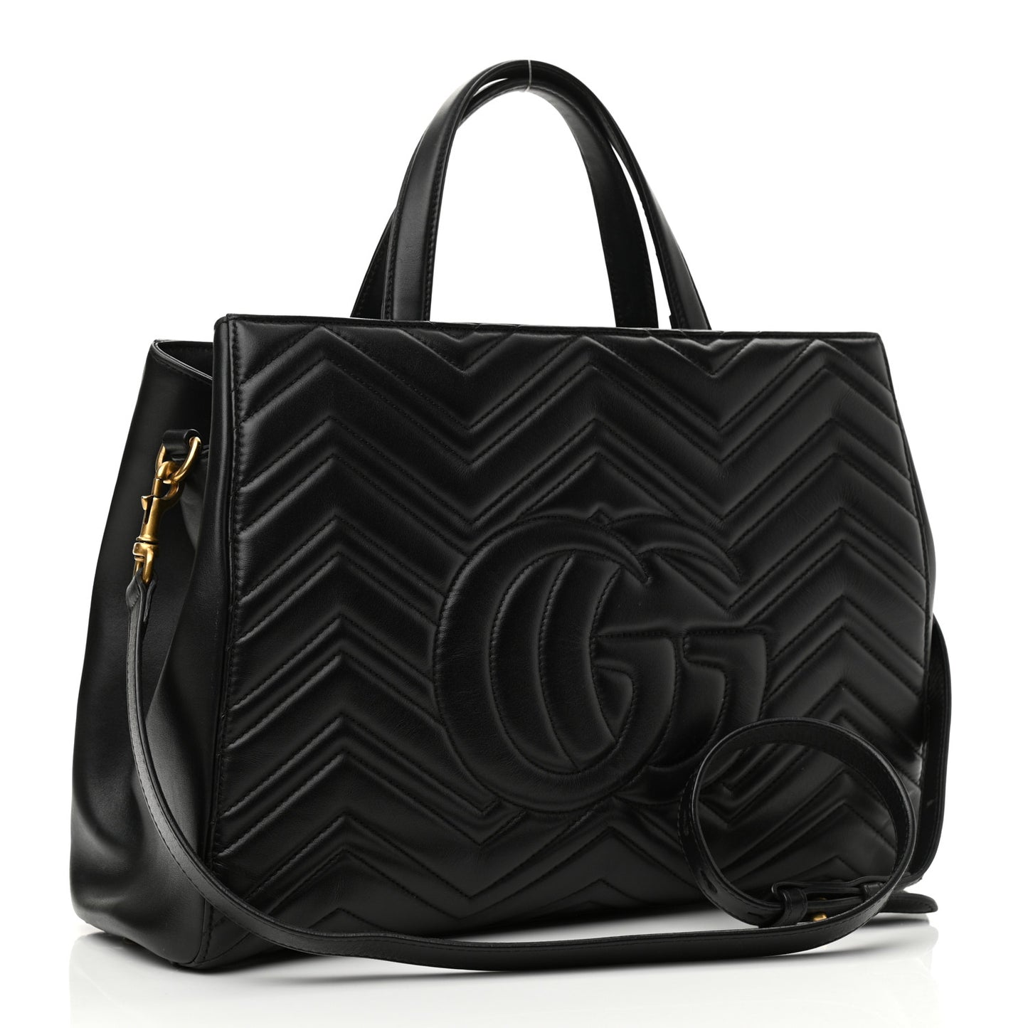 Calfskin Matelasse Medium GG Marmont Tote Black
