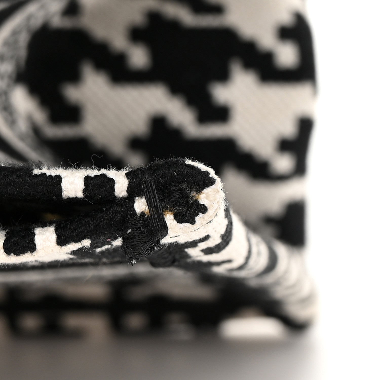 Christian Dior Canvas Houndstooth Embroidered Small Book Tote Black White 13 of 13