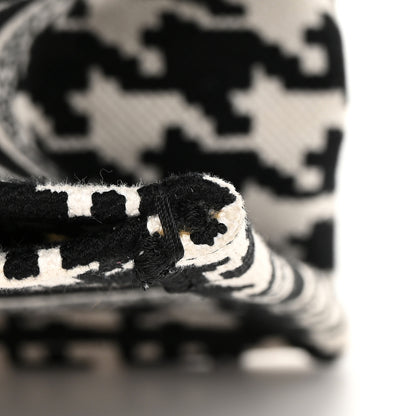 Christian Dior Canvas Houndstooth Embroidered Small Book Tote Black White 13 of 13