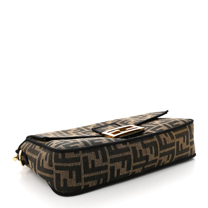 Fendi Fabric Jacquard FF 1974 Medium Baguette Tobacco Moro Black 4 of 13
