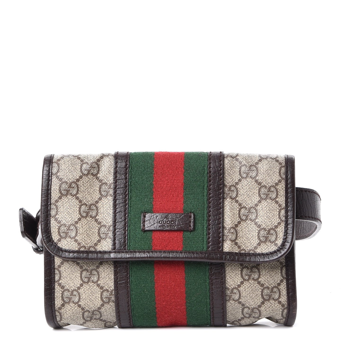 GG Monogram Plus Web Belt Bag Dark Brown