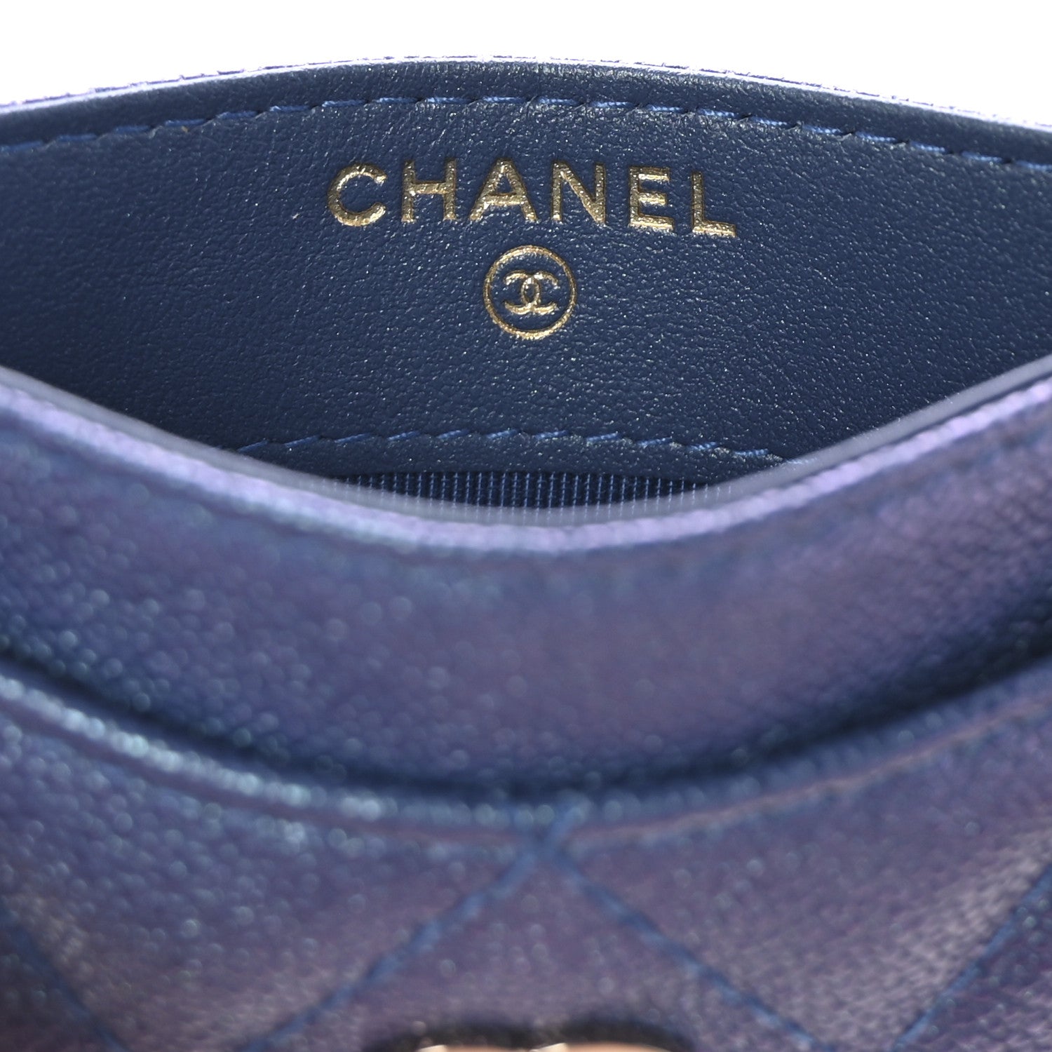 Chanel Iridescent Caviar Quilted Card Holder Blue Fonce 6 of 9