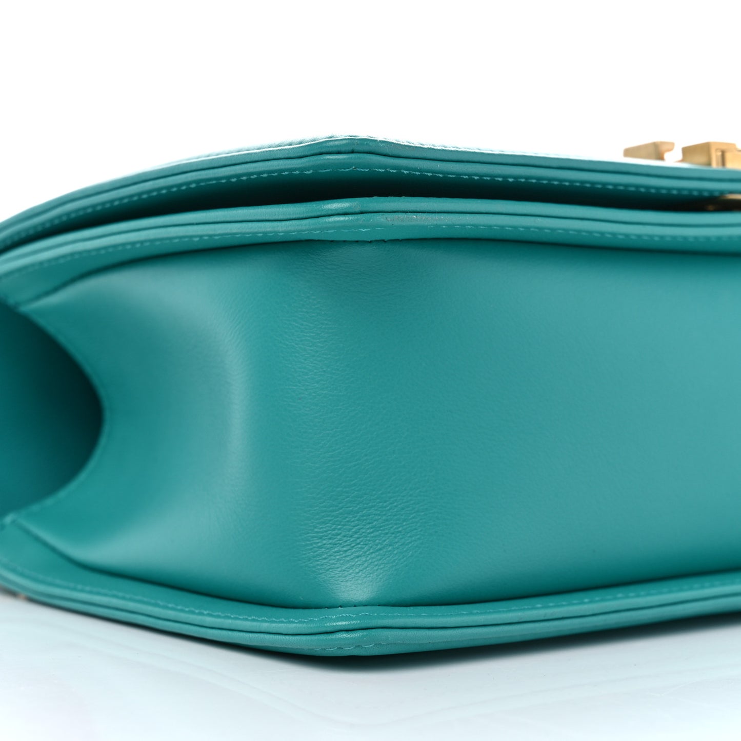 Calfskin Quilted Medium Boy Flap Turquoise