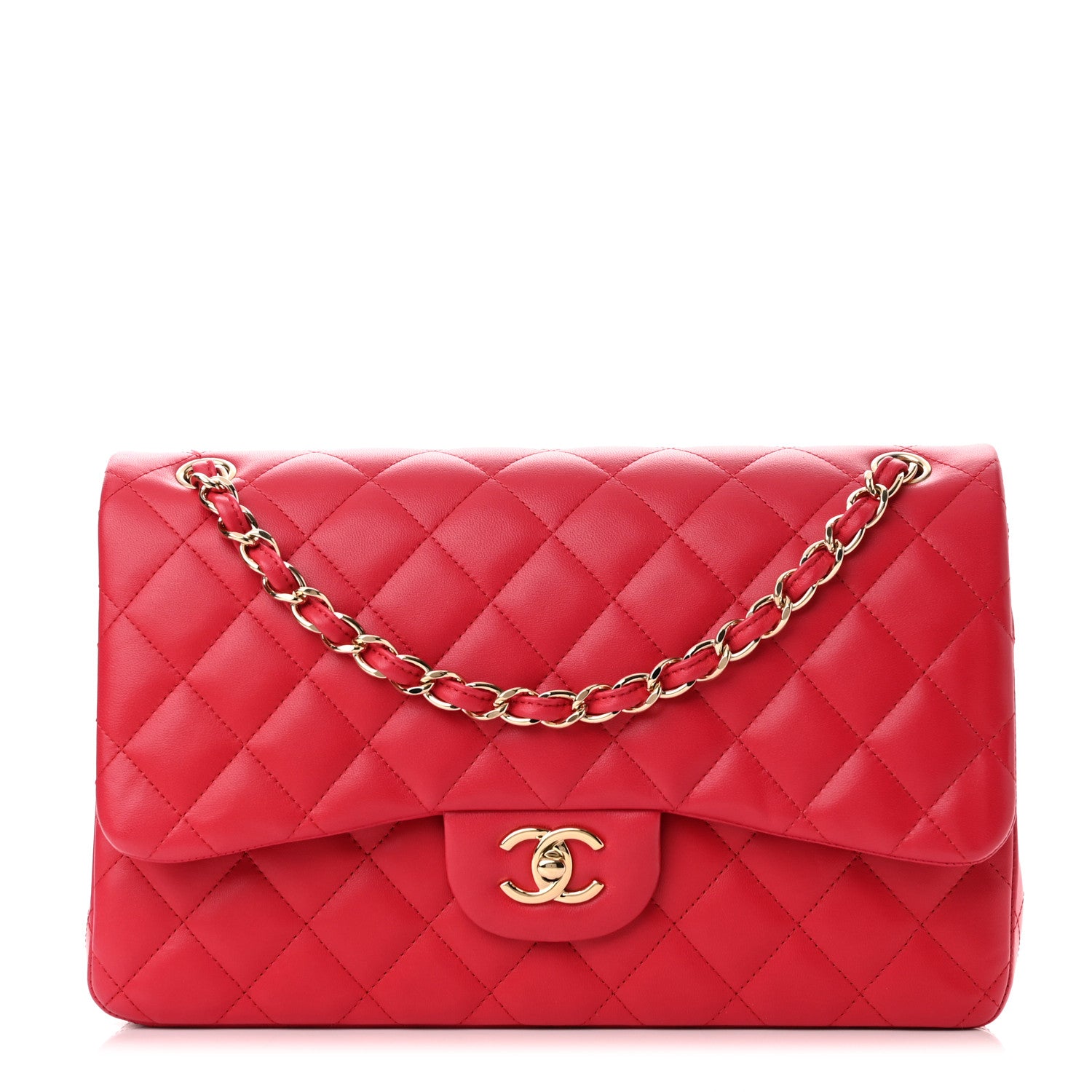 Chanel Lambskin Quilted Jumbo Double Flap Red 1 of 11