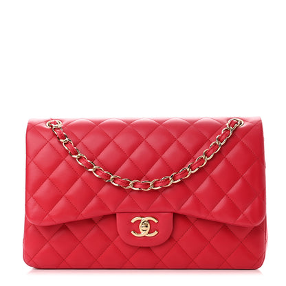 Chanel Lambskin Quilted Jumbo Double Flap Red 1 of 11