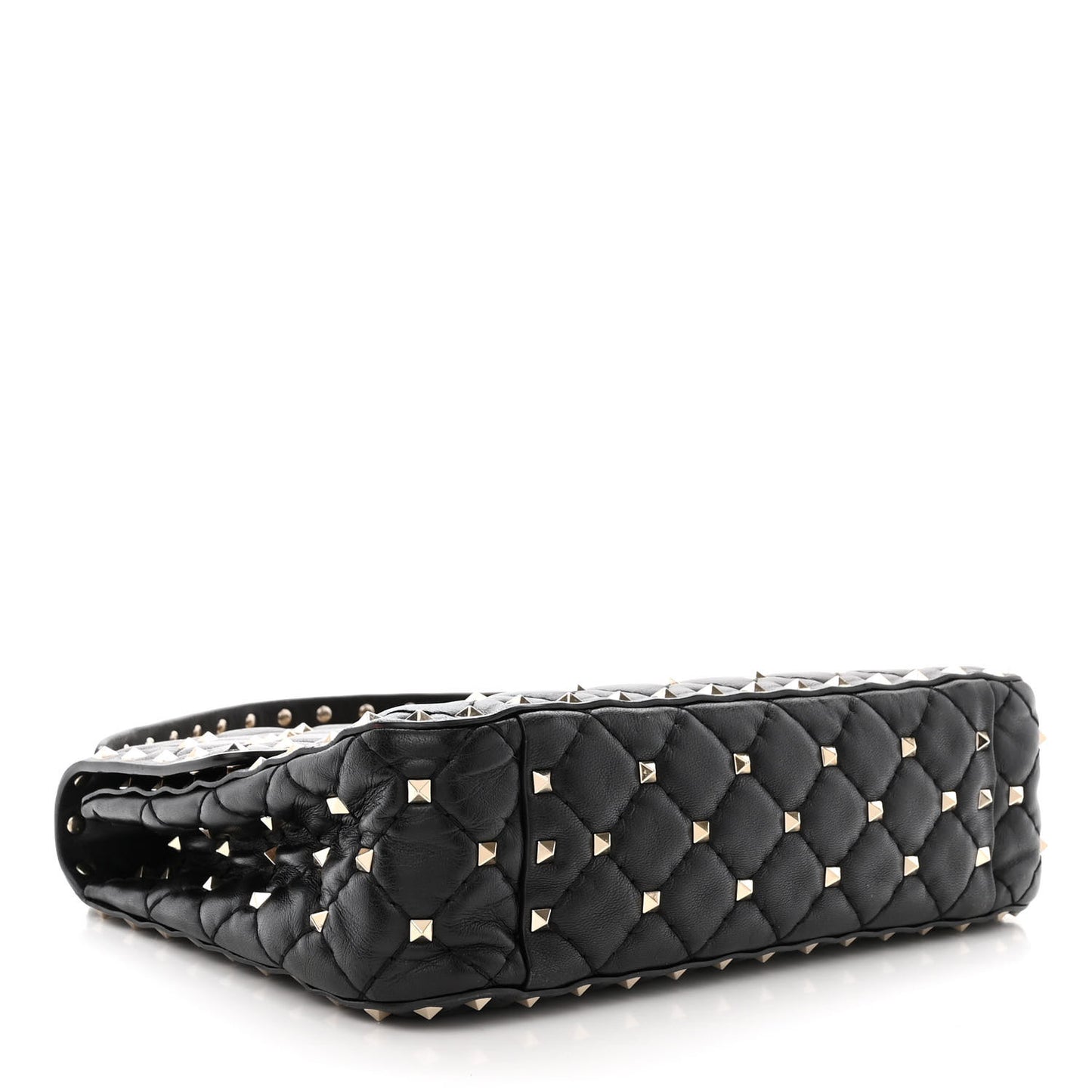Lambskin Medium Rockstud Spike Shoulder Bag Black