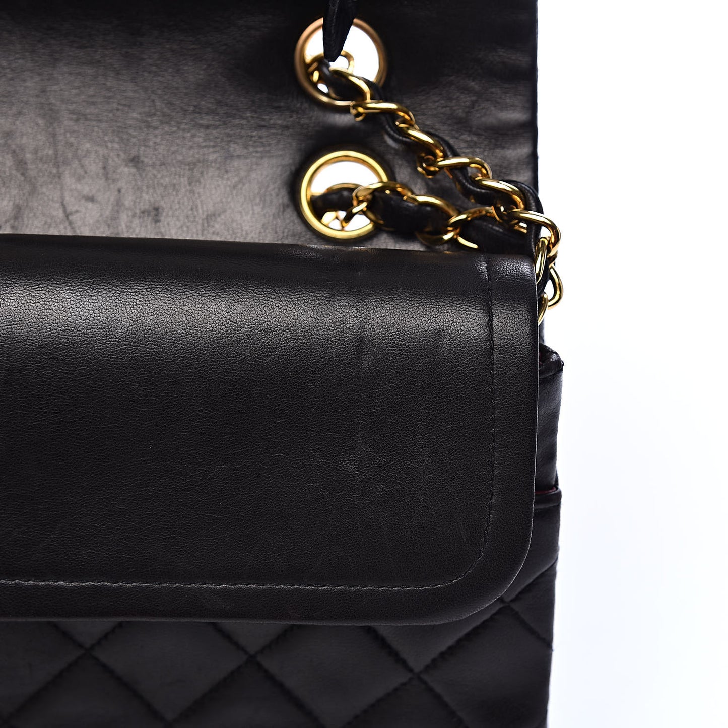 Lambskin Quilted Medium Double Flap Black