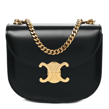 Celine Shiny Calfskin Besace Clea Chain Triomphe Black 1 of 9