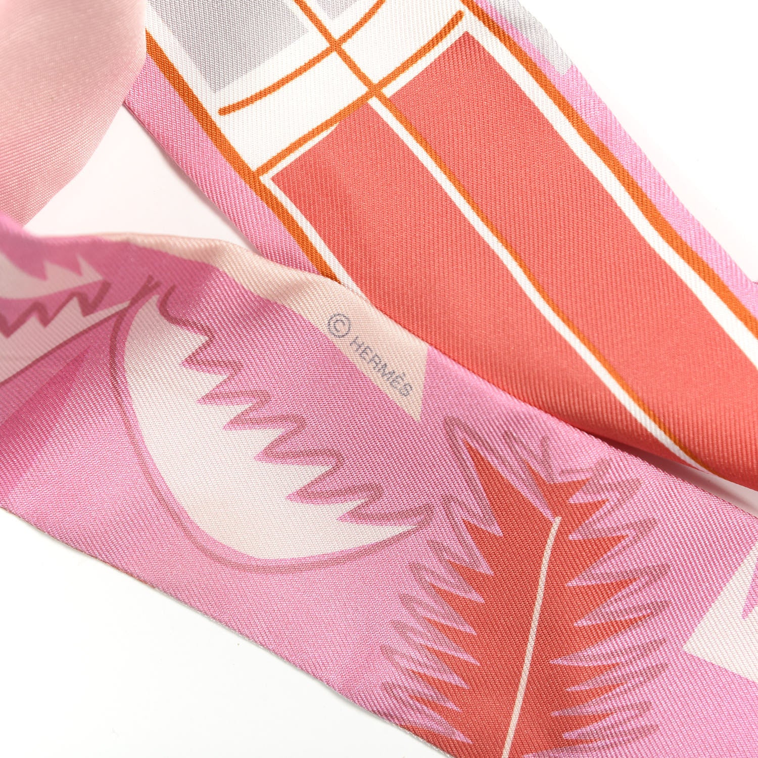 Hermes Silk Sea Surf and Fun Twilly Rose Rouge Corail 4 of 4