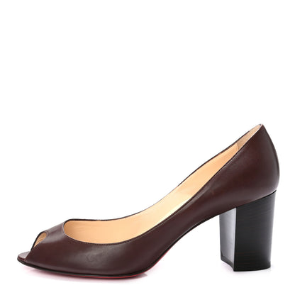 Christian Louboutin Nappa Peep Toe Pumps 40 Brown 1 of 7
