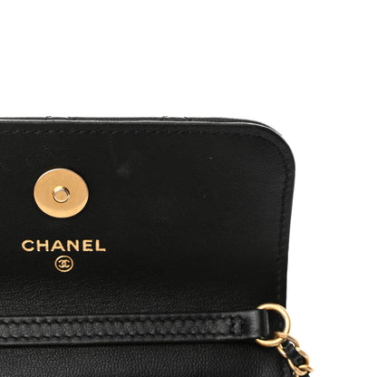 Chanel Lambskin Quilted Pearl Crush Clutch With Chain Black 12 of 15
