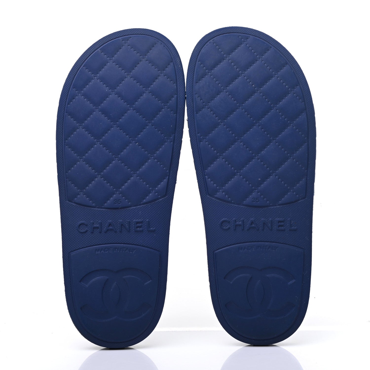 Chanel Rubber CC Flat Slide Sandals 35 Black Navy 6 of 10