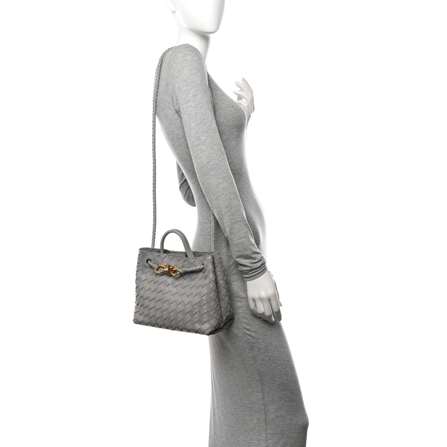 Nappa Intrecciato Small Andiamo Shoulder Bag Sterling
