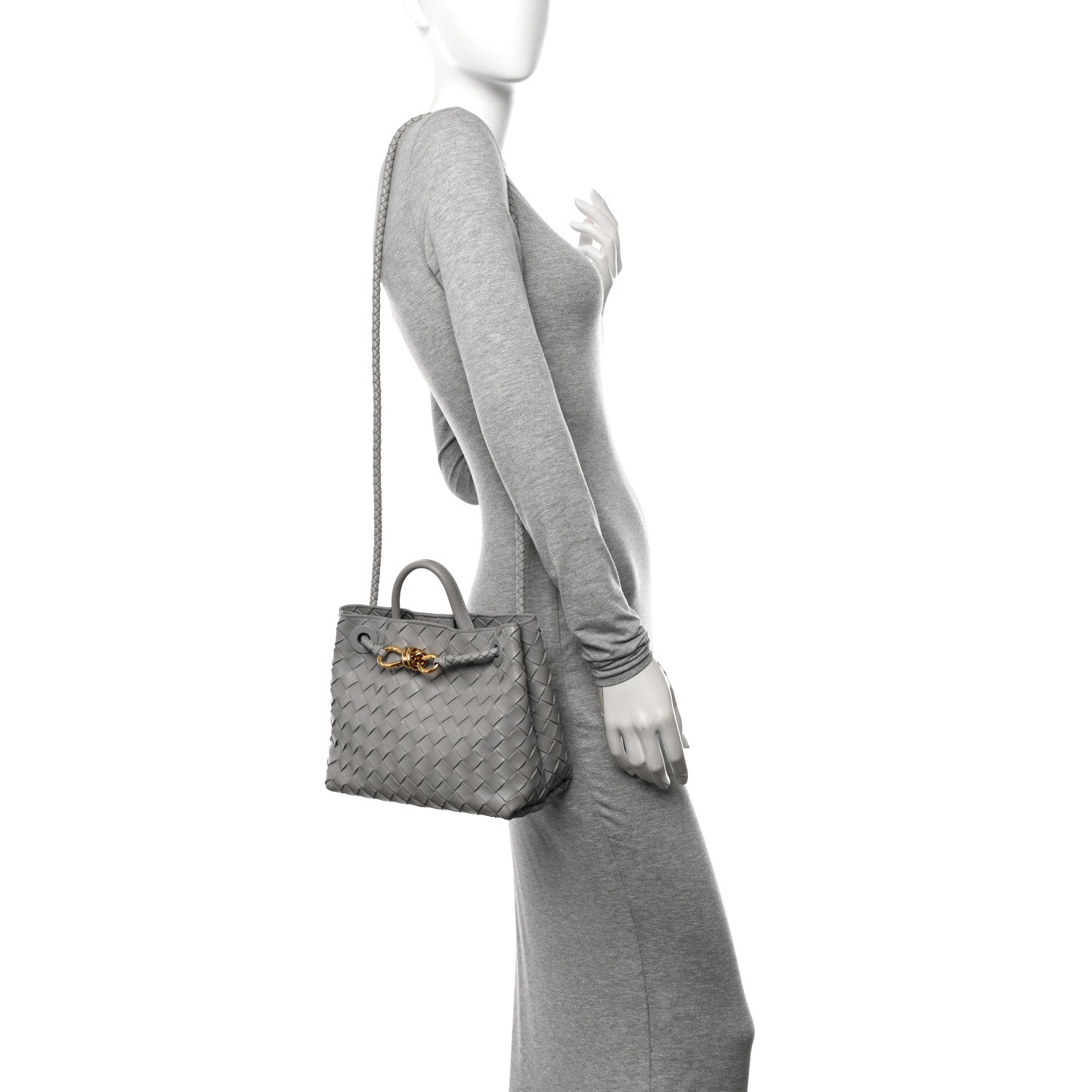 Bottega Veneta Nappa Intrecciato Small Andiamo Shoulder Bag Sterling 2 of 9
