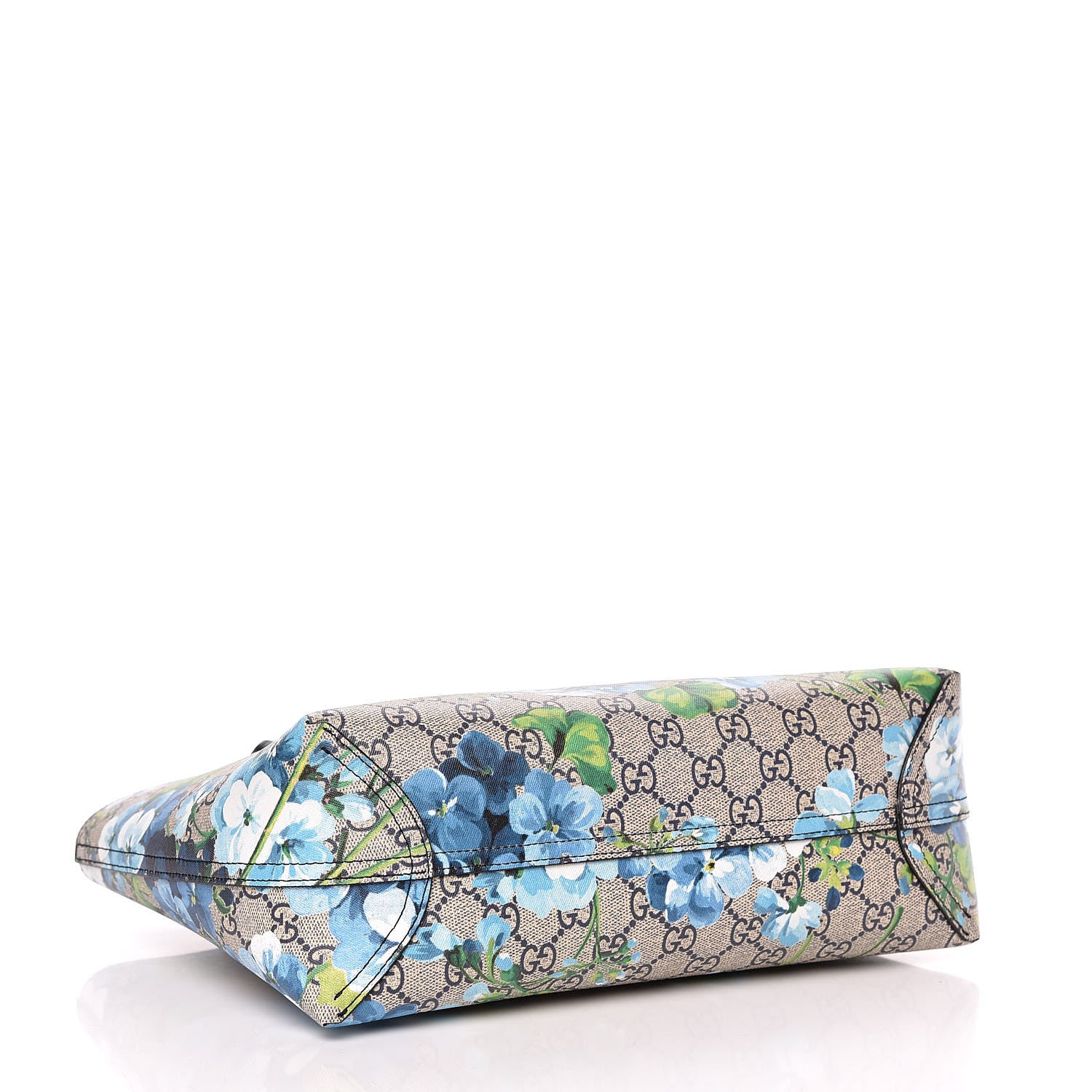 Gucci GG Supreme Monogram Blooms Small Reversible Tote Beige Blue Navy 6 of 14