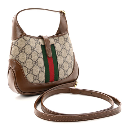 Gucci GG Supreme Monogram Azalea Calfskin Web Mini Jackie 1961 Hobo Beige Ebony Brown Sugar 3 of 10