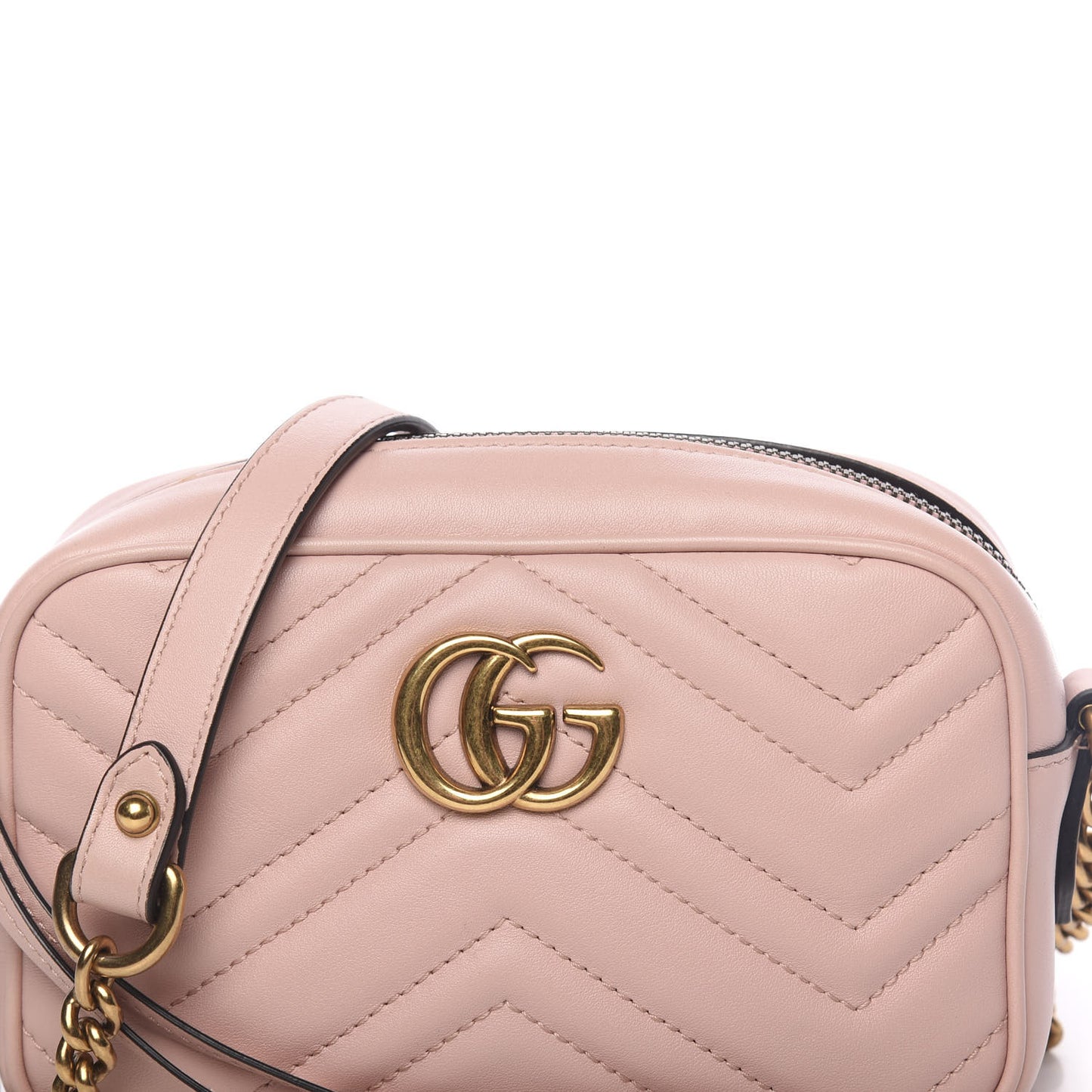 Calfskin Matelasse Mini GG Marmont Chain Shoulder Bag Perfect Pink