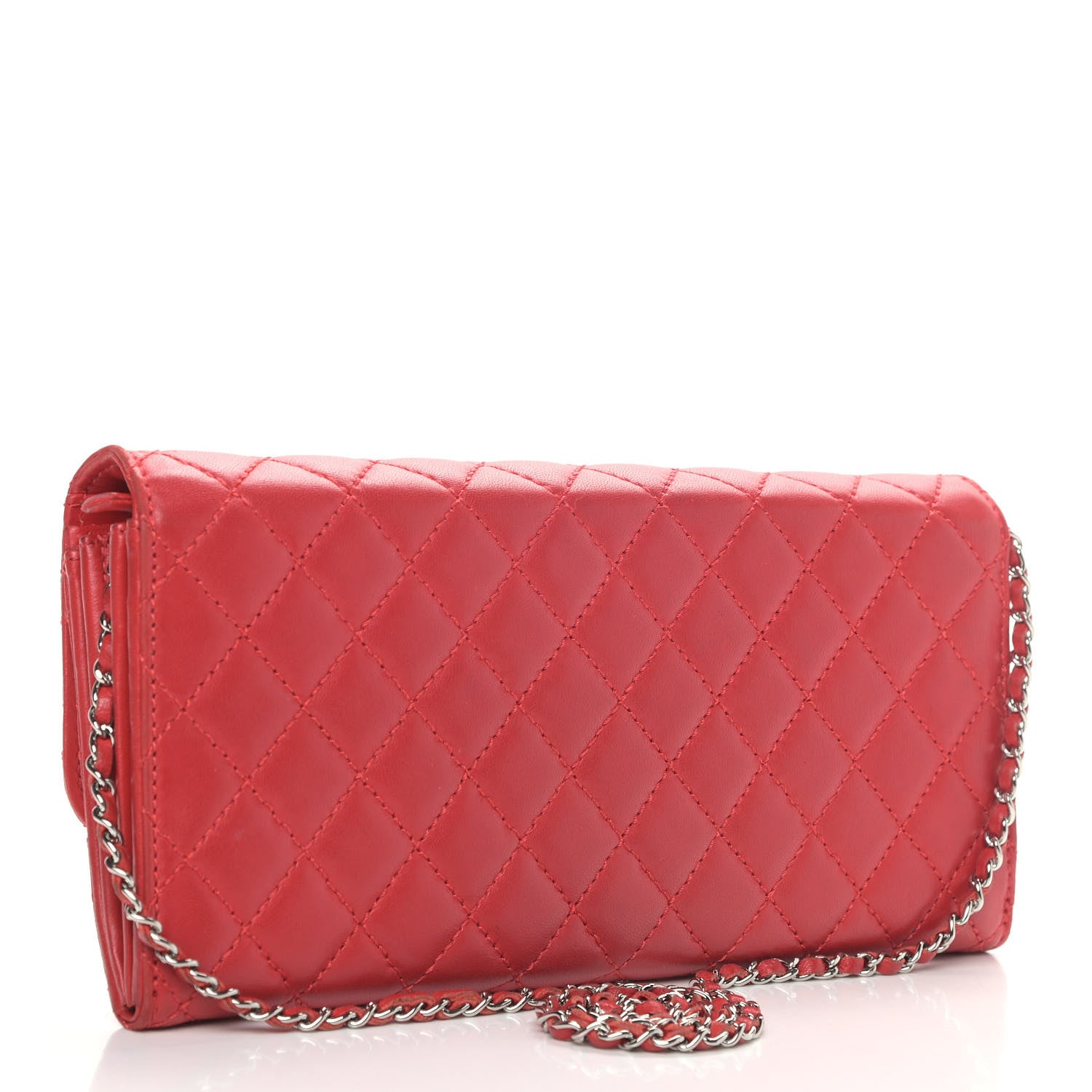 Chanel Lambskin Quilted Chain Clutch Flap Red 3 of 11