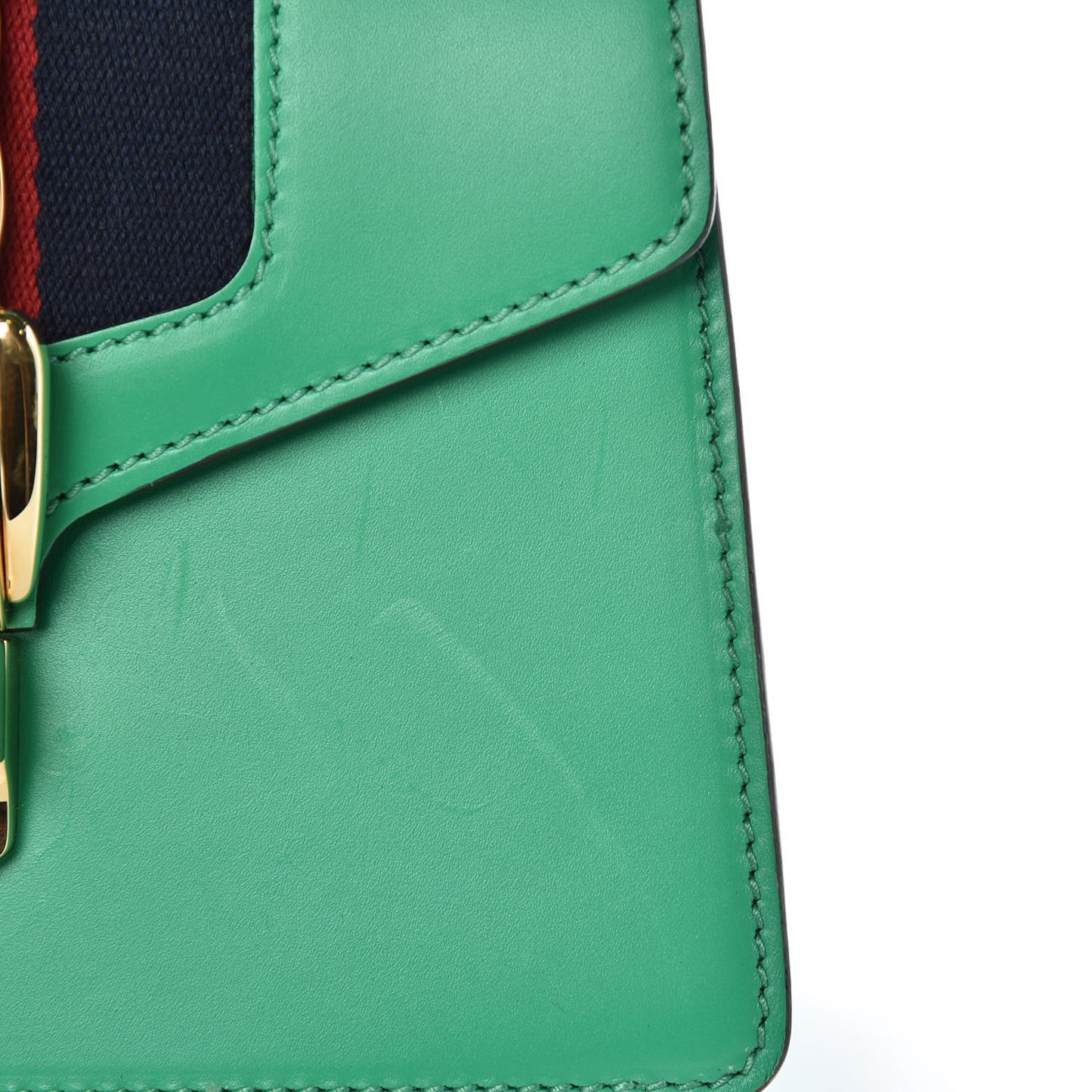 Vitello Fontanella Web Mini Sylvie Top Handle Bag Synthetic Green Garden