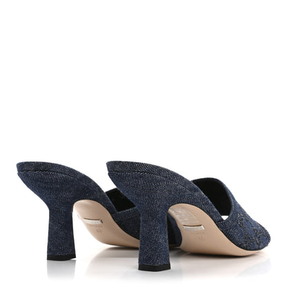 Gucci Denim Crystal GG Monogram Mules 40 Blue 5 of 9