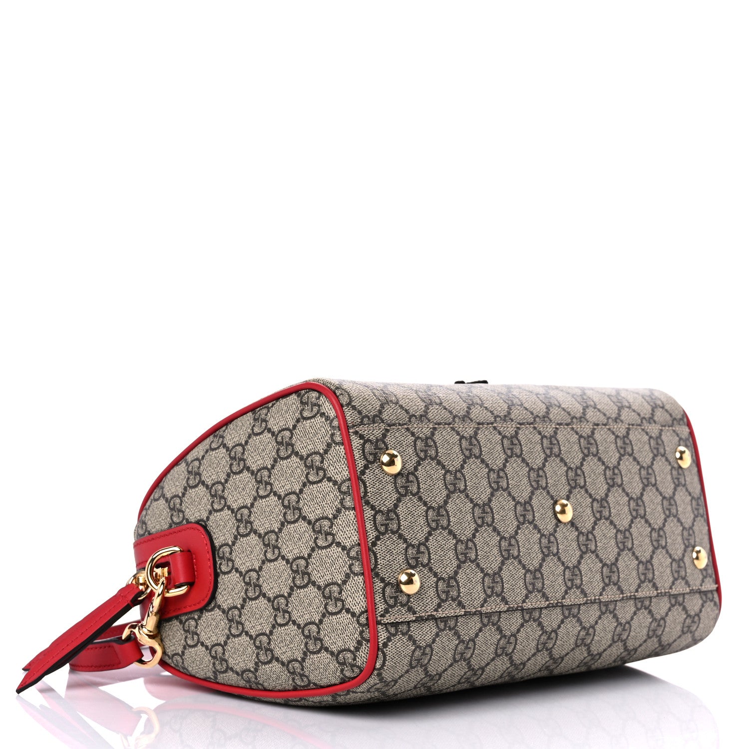 Gucci GG Supreme Monogram Kingsnake Heart Embroidered Small Boston Red 4 of 12