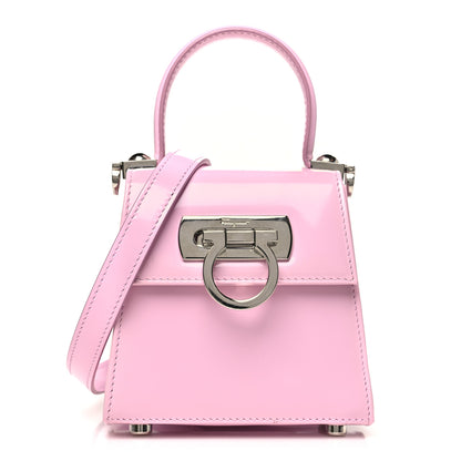 Salvatore Ferragamo Brushed Calfskin Micro Iconic Top Handle Bag Bubble Gum 1 of 10