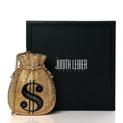 Judith Leiber Crystal Money Bags Minaudiere Clutch Gold 10 of 10