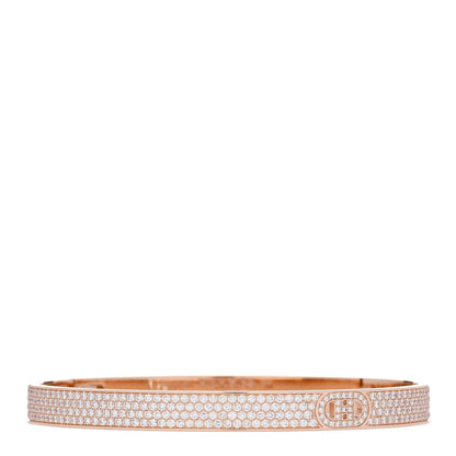 Hermes 18K Rose Gold Pave Diamond H D'Ancre Bracelet SH 1 of 4