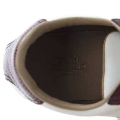 Hermes Calfskin Lizard Womens Quicker Sneakers 36 White Bordeaux 6 of 9