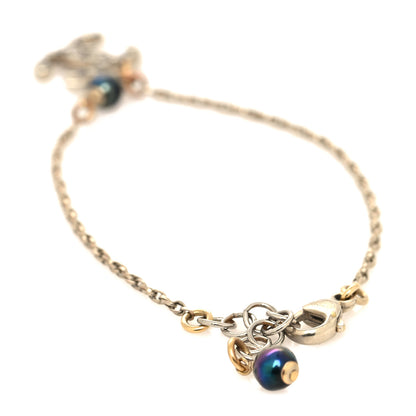 Chanel Pearl Crystal Logo Chain Bracelet Purple Grey 3 of 5