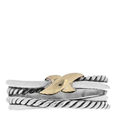 David Yurman Sterling Silver 18K Yellow Gold 6mm X Crossover Ring 52 6 1 of 4