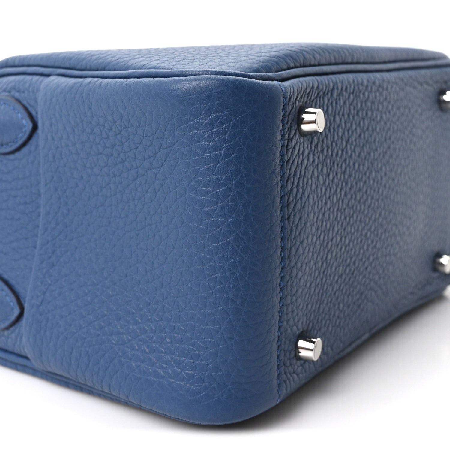 Hermes Taurillon Clemence Mini Lindy 20 Bleu Tie 9 of 11