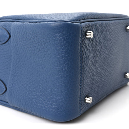 Hermes Taurillon Clemence Mini Lindy 20 Bleu Tie 9 of 11