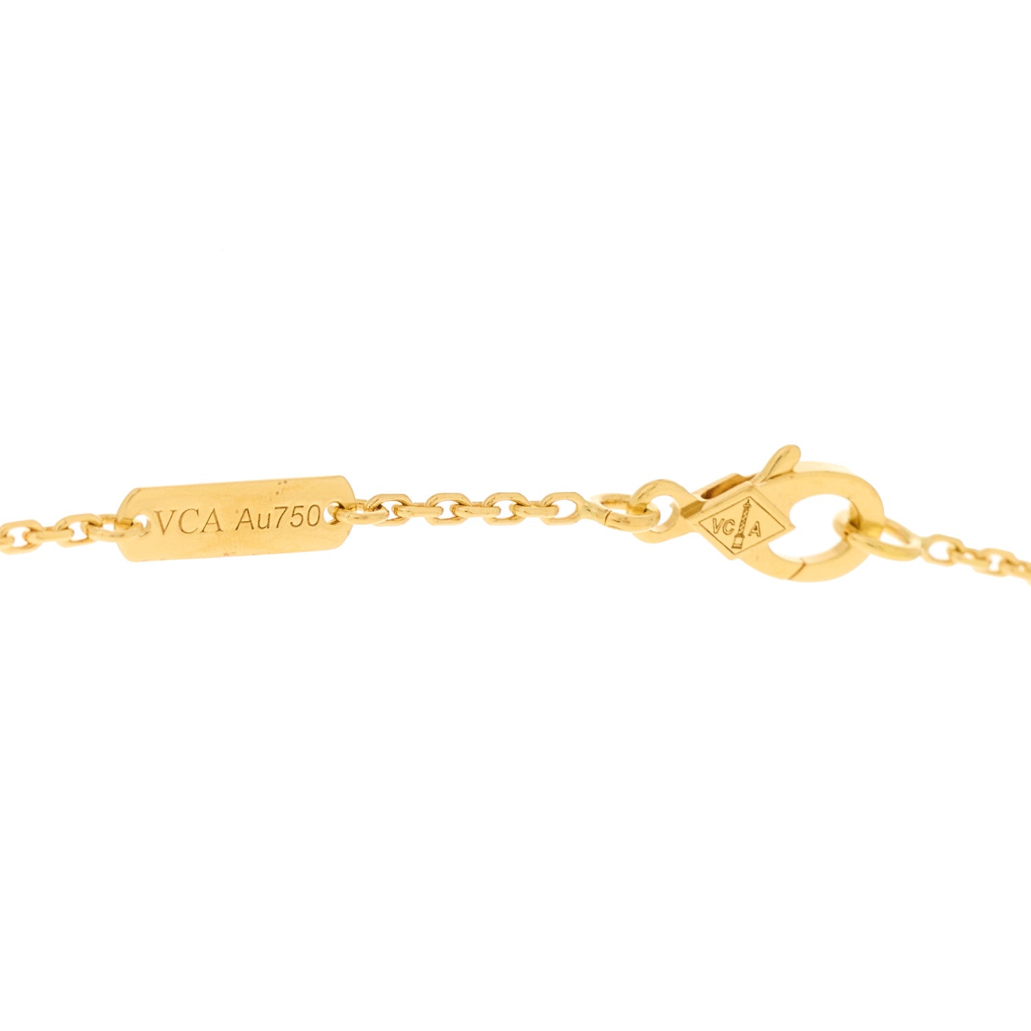 Van Cleef & Arpels 18K Yellow Gold Diamond Vintage Alhambra Pendant Necklace 5 of 6
