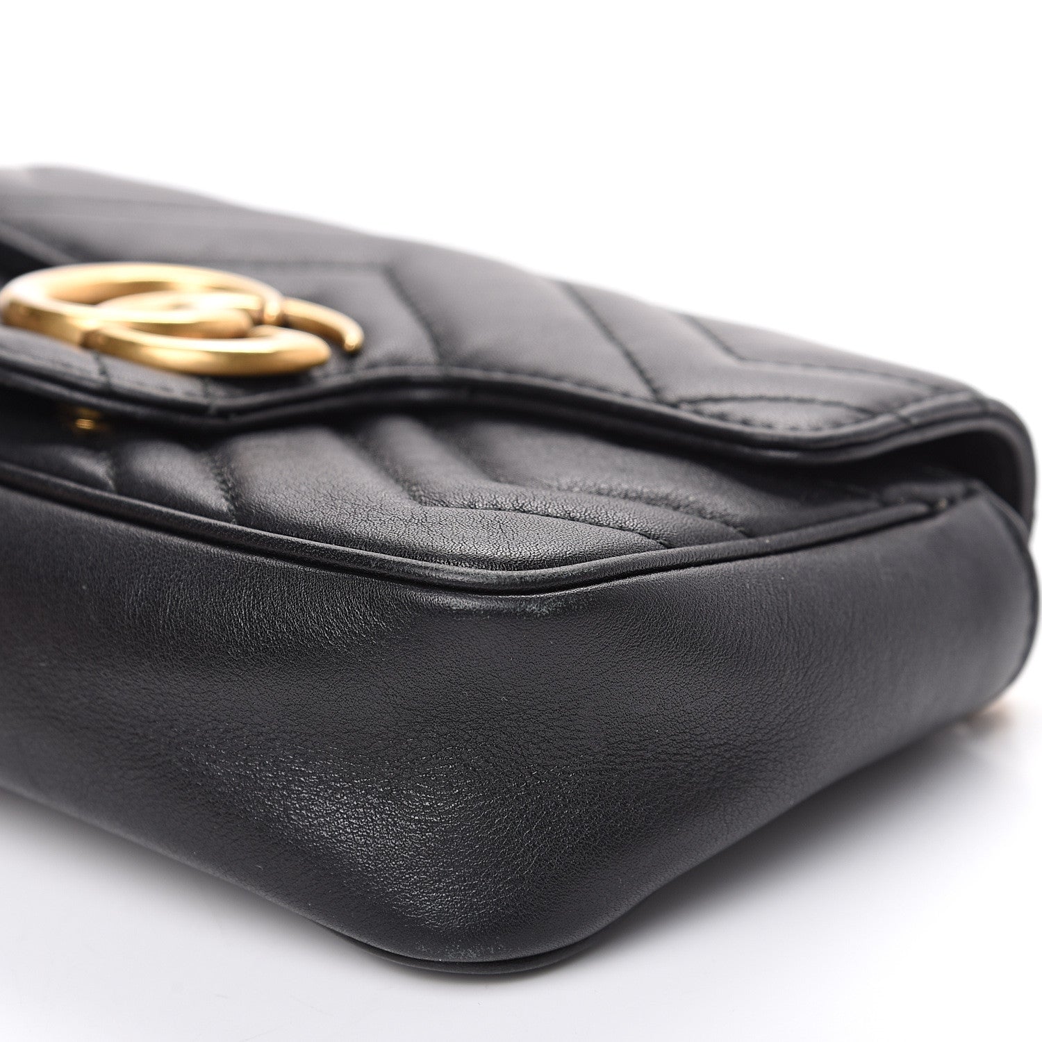 Gucci Calfskin Matelasse Super Mini GG Marmont Shoulder Bag Black 8 of 13