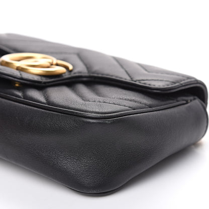 Gucci Calfskin Matelasse Super Mini GG Marmont Shoulder Bag Black 8 of 13